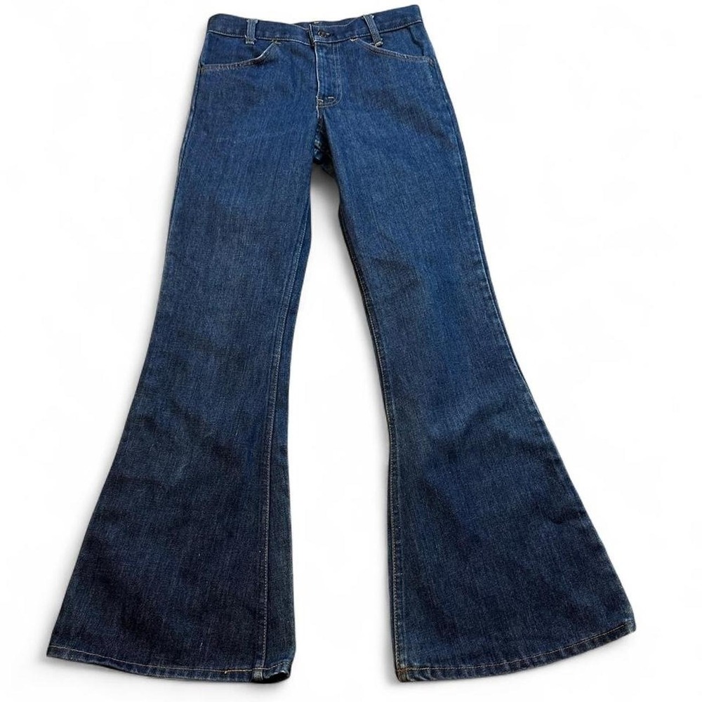 Vintage 70's Levi's 784 Orange Tab Bellbottom Flare Faded Denim Jeans Size 27x32